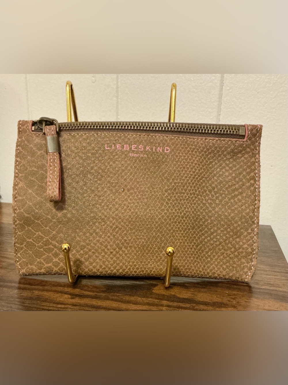 A Rare HTF Liebeskind Berlin snakeskin-embossed leather Zip Pouch